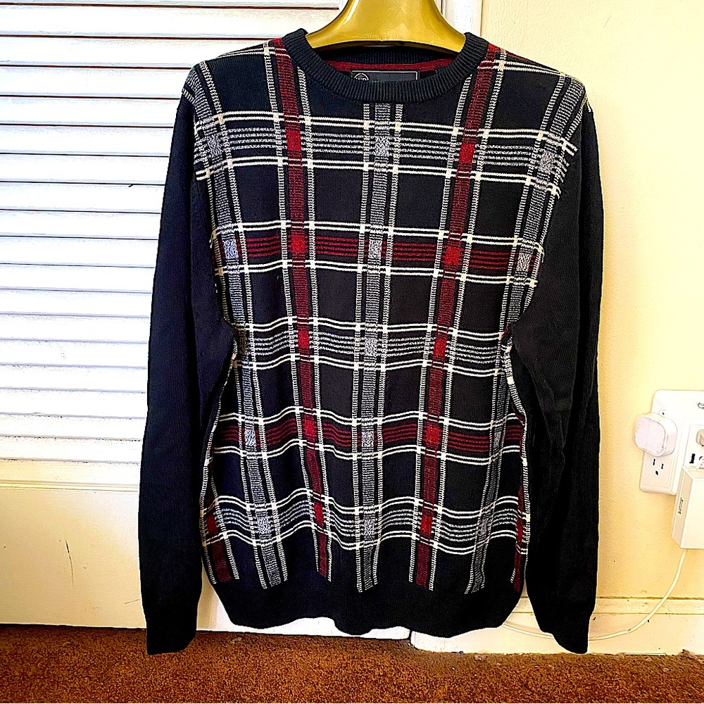 Weatherproof Vintage Plaid Crewneck Sweater. Medium.